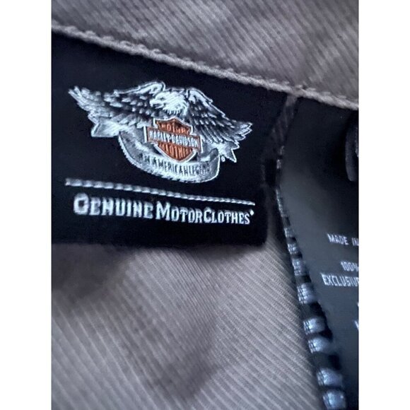 Harley Davidson Mechanic Garage Gray Double Graphic Button Up Shirt 2XL Pocket - Picture 6 of 7